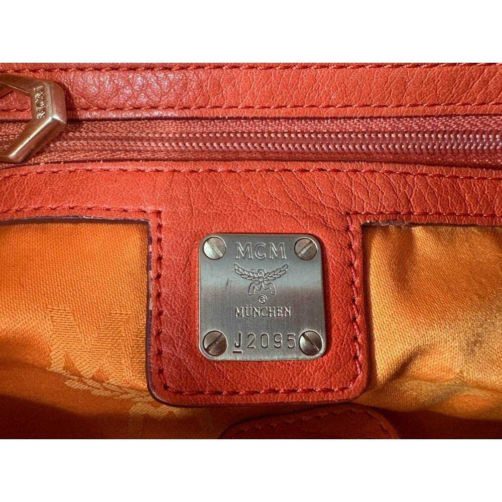 MCM Pebbled Leather Logo bucket bag color orange vintage 80's 90's - Picture 5 of 14